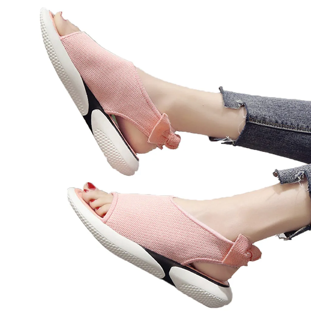 Сандалии на плоской подошве с бантом женские повседневные спортивные летние