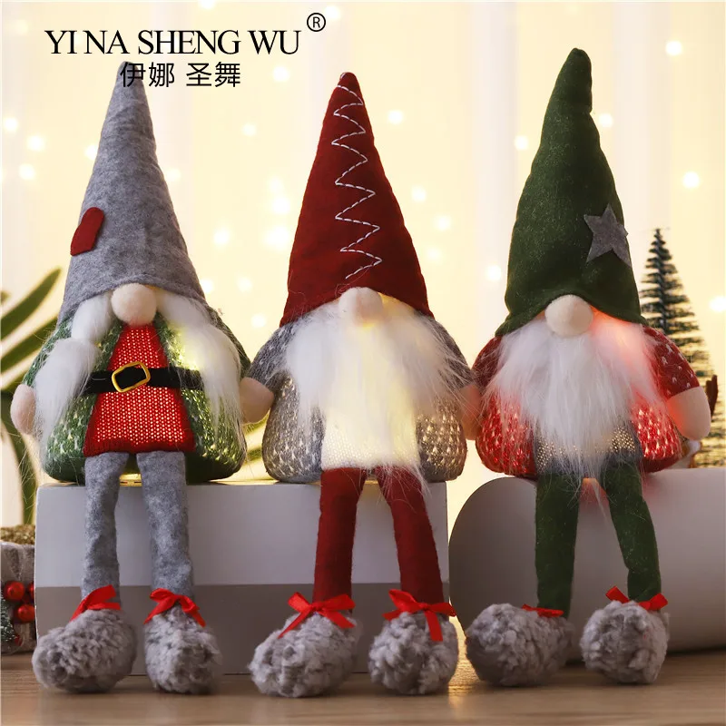 

Gnome Christmas Faceless Doll Merry Christmas Decorations For Home Christmas Ornament Xmas Luminous LED Doll Happy New Year Gift