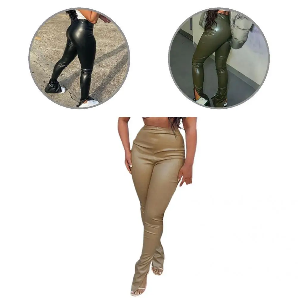

Trendy Flare Pants Straight Fashionable Solid Color Split Hem Pencil Trousers Women Pants Pencil Pants