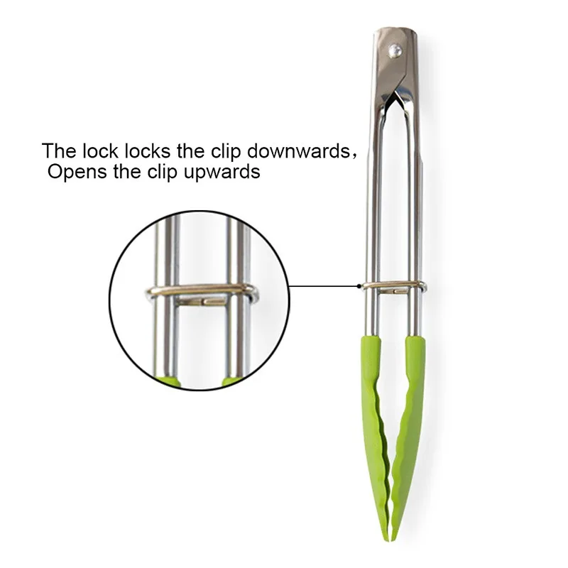 Силиконовые щипцы из нержавеющей стали нескользящий кухонный прибор с зажимом