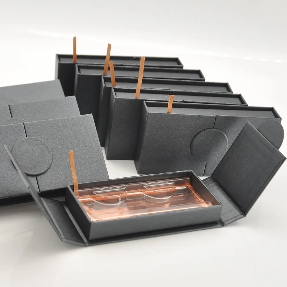 

Wholesale lash boxes packaging eyelash box package custom rectangle book style black round 25mm mink lashes makeup case vendors