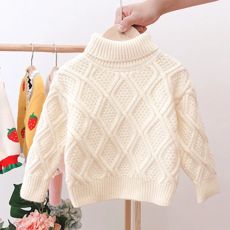 2019 модные осень зима свитер с высоким воротником для девочек леггинсы маленьких