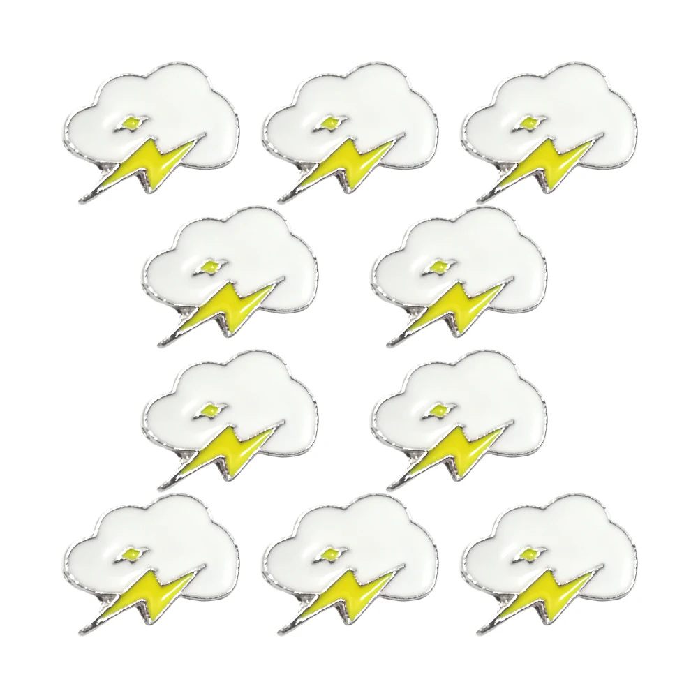 

10Pcs Clouds Lightning Enamel pin Custom Yellow White Brooches For Women Backpacks Clothes Lapel Pin Weather Jewelry Badge