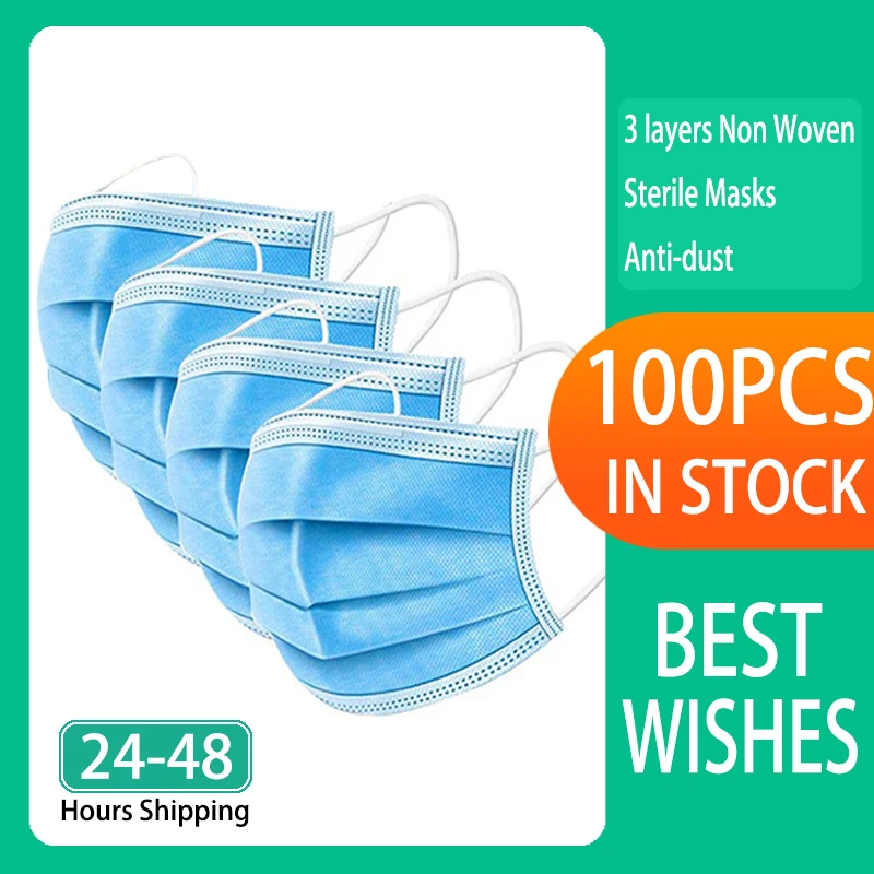 

10 шт.-100 шт., одноразовые трехслойные пылезащитные маски для лица