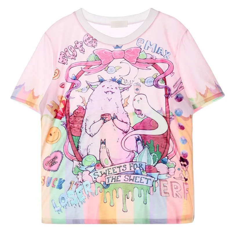 Женская футболка в Корейском стиле модные футболки с принтом персонажа и букв