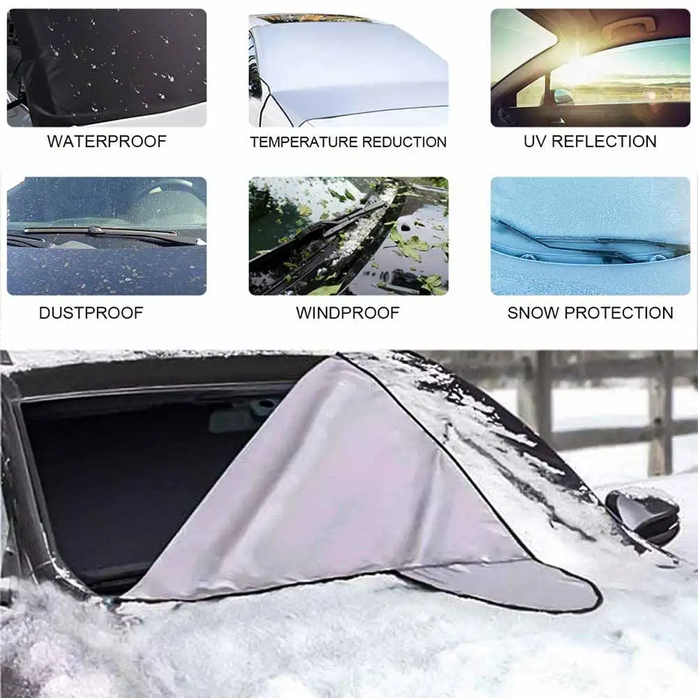 

Windshield Snow Cover with Side Mirror Covers Sun Shade Snow Ice Frost Protector Waterproof for Cars
