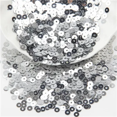 silver 4 мм мини-блестки, пайетки, ПВХ плоский круглый блеск, красочные блестки, блестки для рукоделия, одежды, Lentejuelas Para Coser 20 г - Цвет: silver