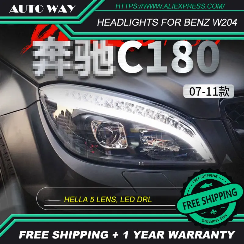 Автомобильный Стайлинг передние фары s для Benz W204 C180 2007 2011 светодиодный ные