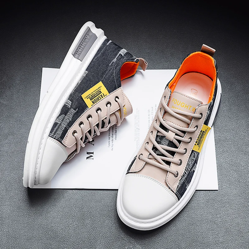 Кеды мужские из денима вулканизированной подошва дышащие повседневная