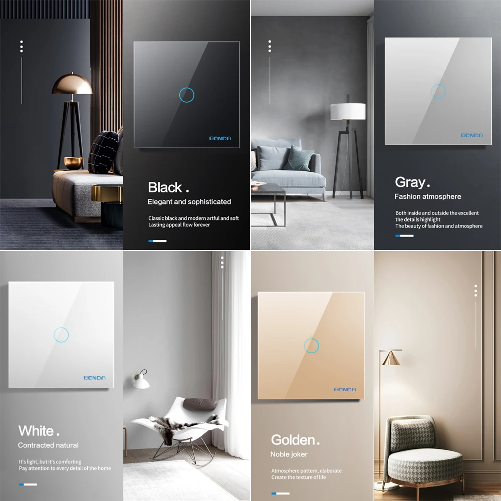 Touch Switch EU Standard White Crystal Glass Panel Light sensory wall lamp touch Switches AC110-220V LED backlight | Обустройство