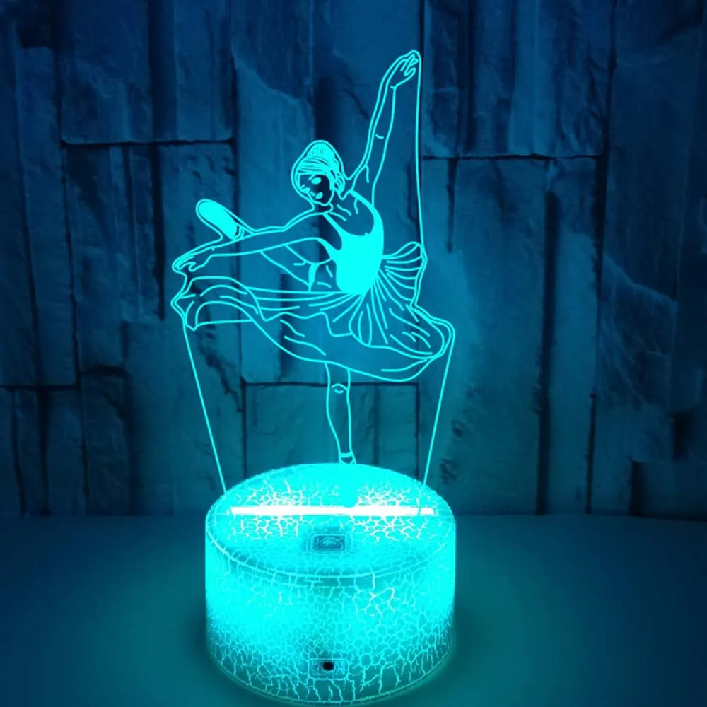 

Colorful Creative 3d Small Night Light Modern Simple Gifts Custom Ballet Night Lamp Touch Remote Control Table Lamp