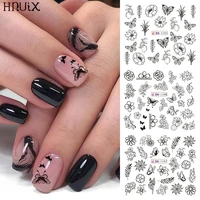 hnuix 12 designs nail stickers set mixed floral geometric sexy girl nail art water transfer decals tattoos sliders manicure
