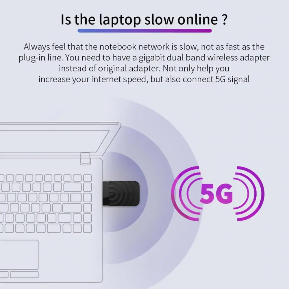 CF-812AC 1300 Мбит/с двумя режимами мини USB Сетевая карта Wi-Fi адаптер для ПК/ноутбук |