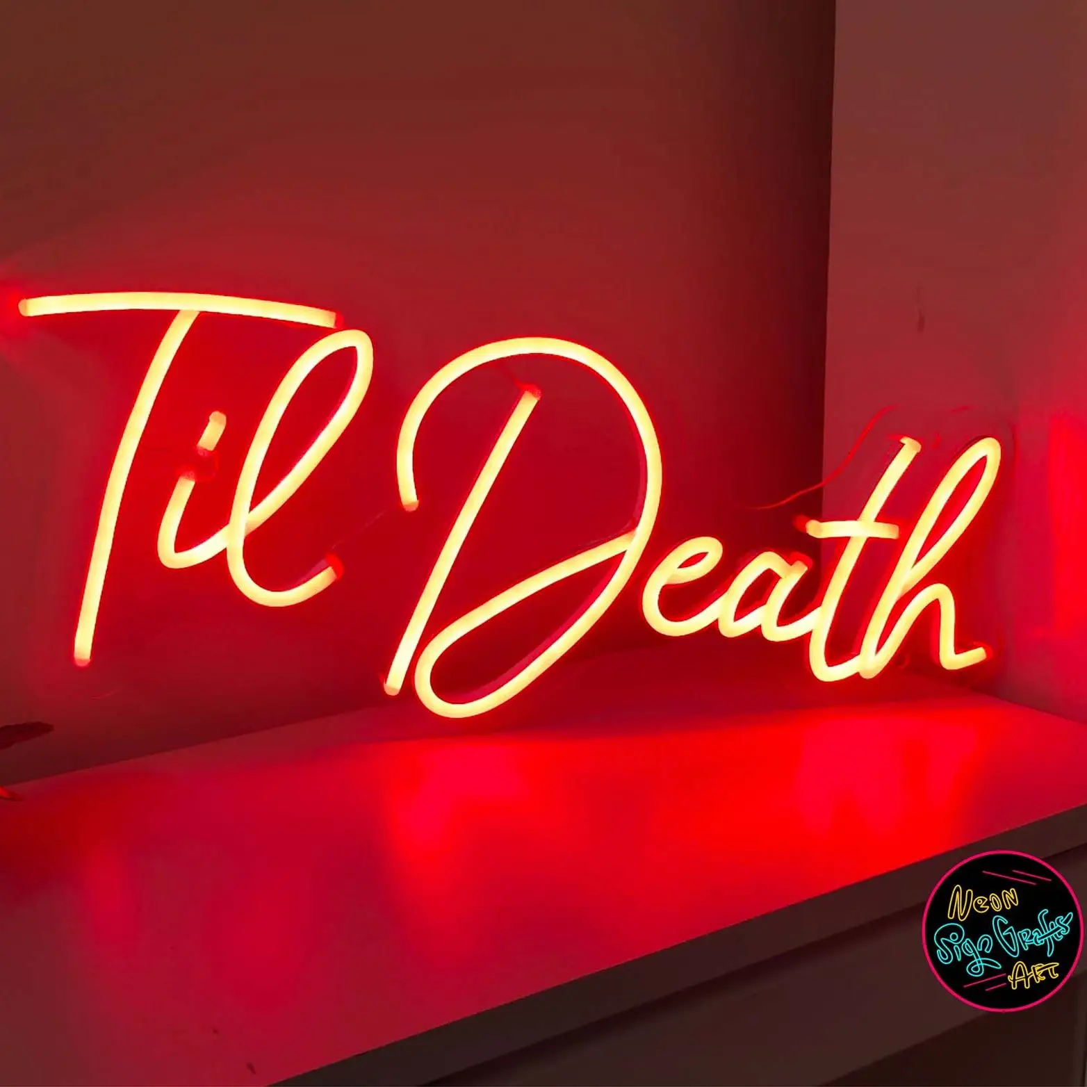 Til Death Wedding LED Neon Light Signs for Room/Bar Decor,Birthday Gifts,Party Hanging,with Different Custom Size