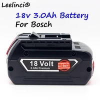 leelinci 18v 3000mah rechargeable lithium battery for bosch 18 v power tools backup compatible bat609 bat618 with lamp charger