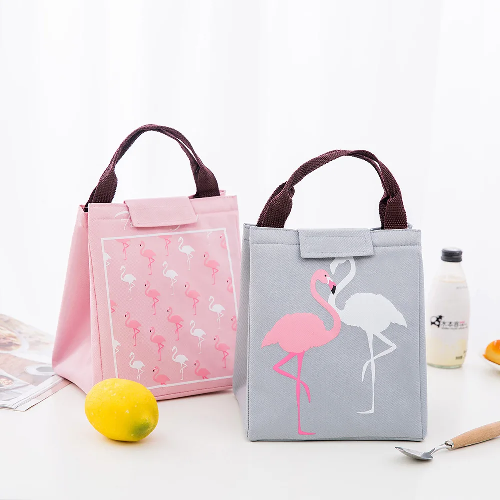 

Flamingo Tote Thermal Bag Black Waterproof Oxford Beach Lunch Bag Food Picnic Women kid Men Cooler Bag New