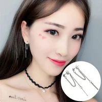 new trendy stainless steel chain hoop earrings girl cross chain pendant earrings 2021 pop hip hop pendants ear jewelry earring