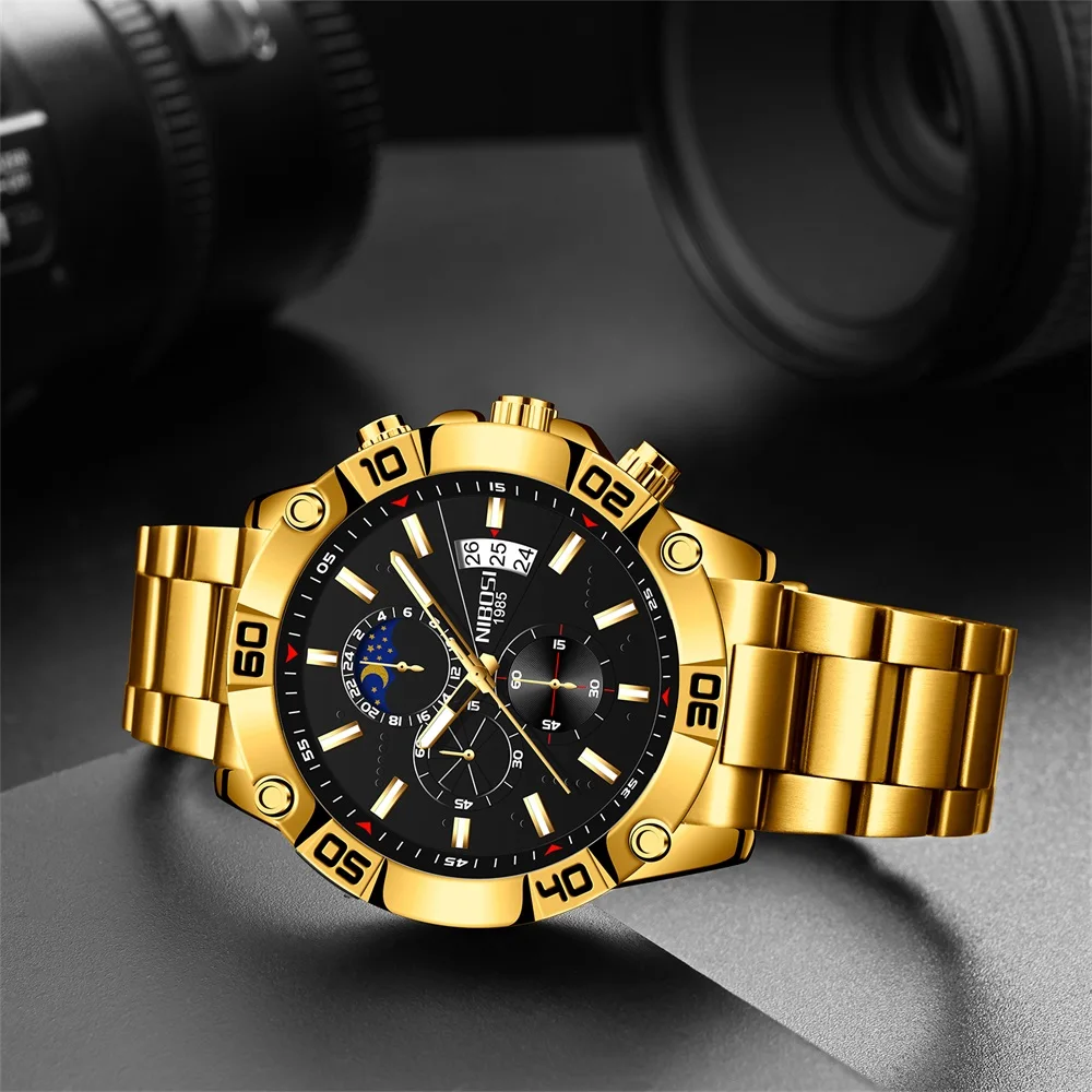 Новинка 2021 мужские часы NIBOSI роскошные брендовые наручные военный хронограф