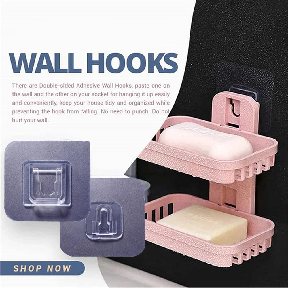

5/10/15/20 Pairs Double Sided Adhesive Wall Hooks Hanger Strong Transparent Suction Cup Hook Storage Holder For Kitchen Bathroom