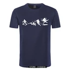 Эволюция лыжные смешные футболки с принтом мужские летние футболки с коротким рукавом из хлопка для лыжников для мужа, парня топы тройник