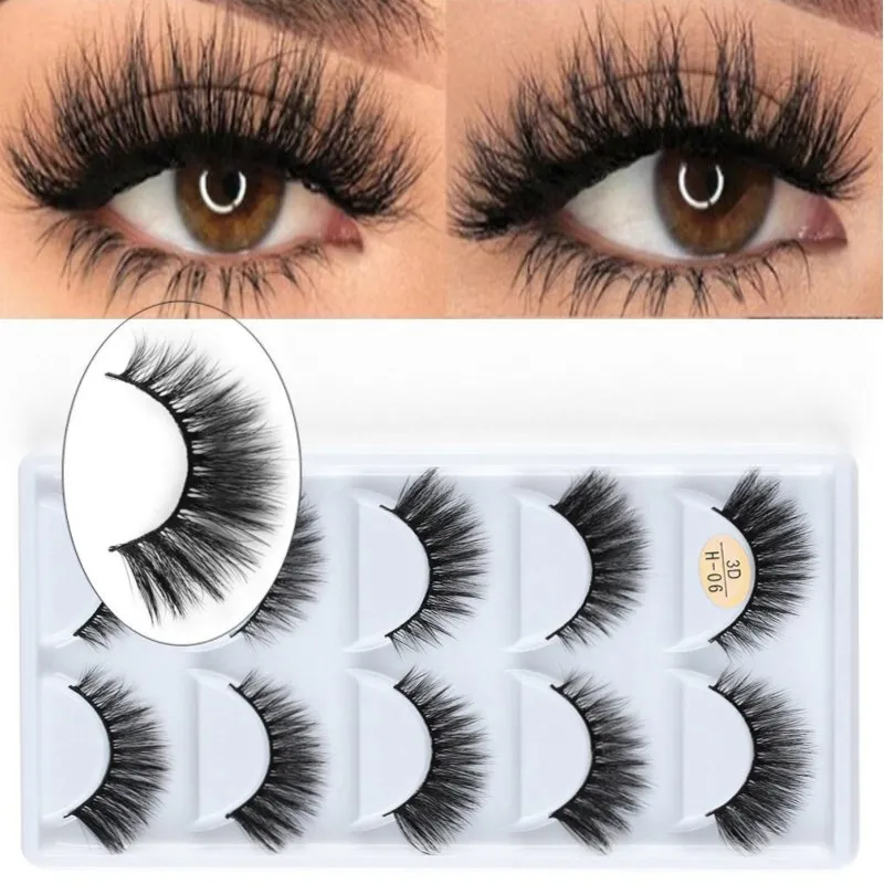 5 pairs of thick curled cross 3D mink handmade false eyelashes eyelash extension | Красота и здоровье