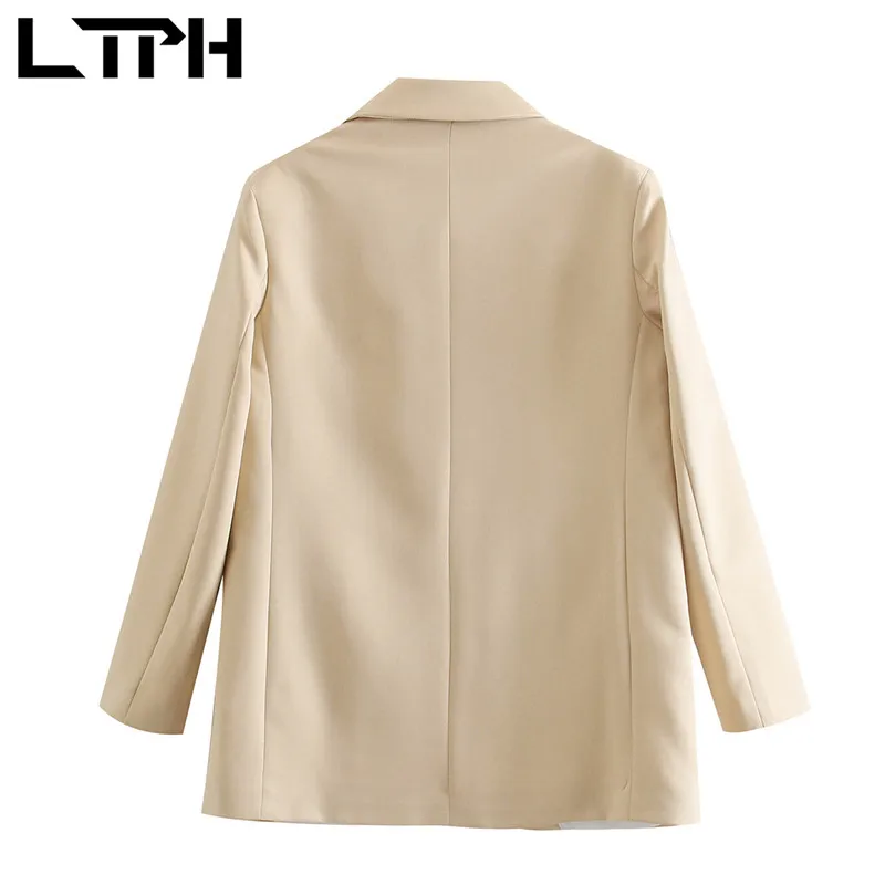 LTPH ins-chaquetas lisas minimalistas para mujer, chaqueta holgada informal combina con todo, abrigo de traje de longitud media con un botón, primavera 2021