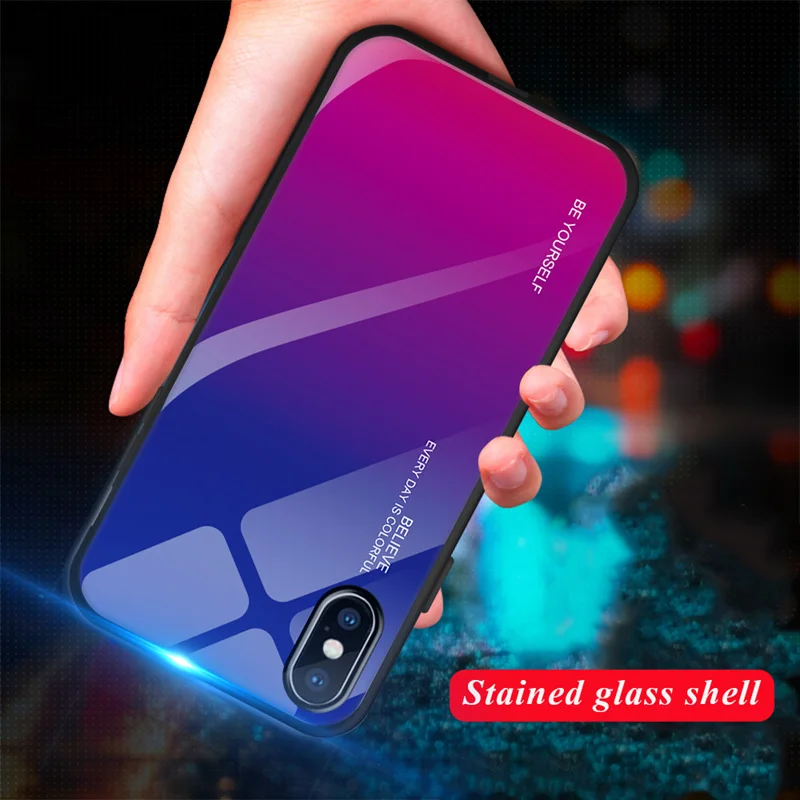 Роскошный градиентный чехол для iPhone 6 6S 7 8 Plus из закаленного стекла Apple i Phone 11 Pro X XR