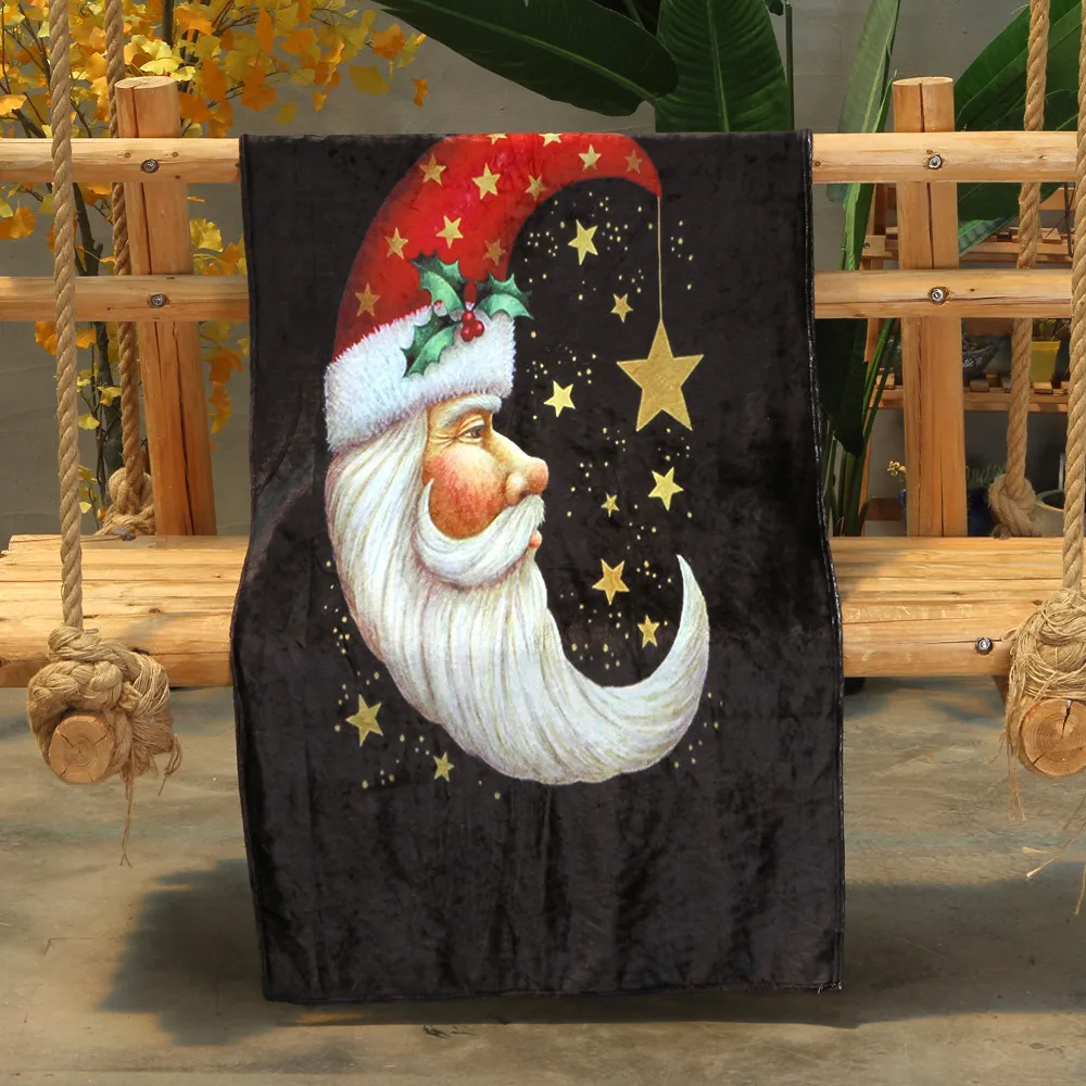 A OUNEED Christmas Blanket Flannel Fabric Sofa Bed Blanket 150x200CM Office Children Towel Portable Car Travel Cover Blanket#45 - Цвет: A