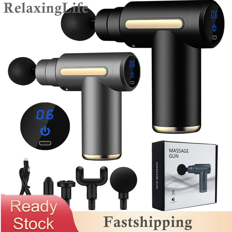 

RelaxingLife LCD Massage Gun Deep Tissue Percussion Muscle Massager For Pain Relief Fascia Gun Electric 6 Speeds Body Massager