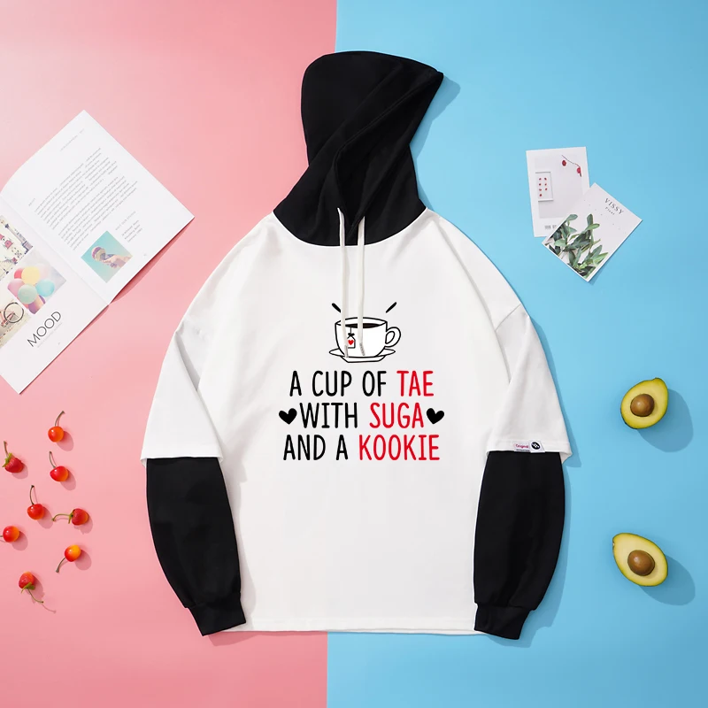 

Y2k толстовки Женская одежда чашка чая с сугой и принтом KOOKIE Повседневный популярный цветной Топ для пары корейский стиль Kpop Толстовка