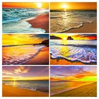 Алмазная живопись, 5D Набор для вышивки квадратнымикруглыми стразами сделай сам, картина с изображением Морского Пейзажа и заката, вышивка крестиком, украшение для дома