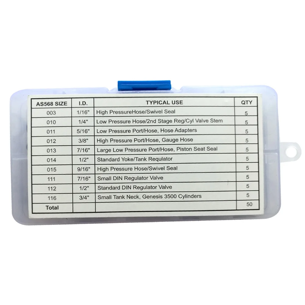 

50Pcs 10 common sizes Scuba Diving O-ring Kit With box Nitrox Rubber Dive Gear Spare Replacement Diving Accessories