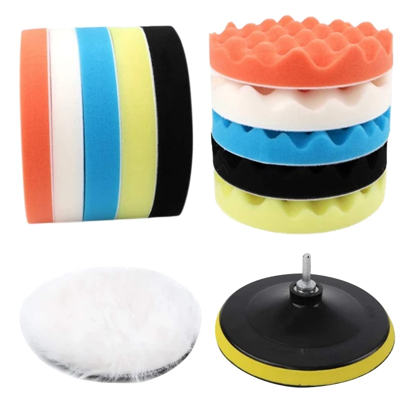 

13Pcs Buffing Sponge Pad Set 7 Inch Car Polishing Pad Kit Auto Buffing Waxing with M14 Adaptor for Car Cleaning Tools