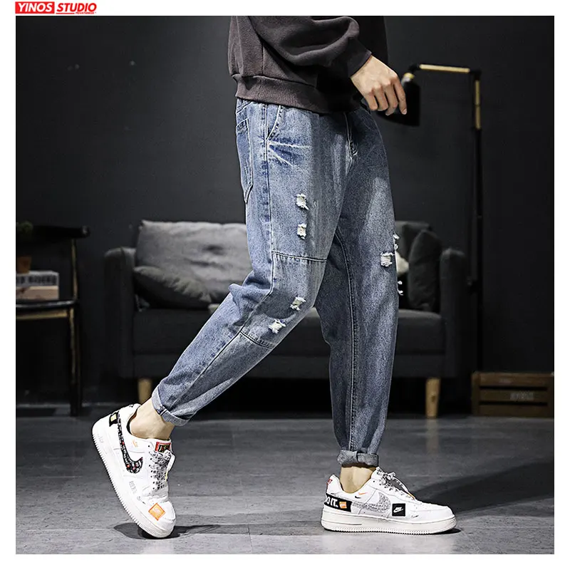 Фото Дропшиппинг мужские брюки потертые джинсы весна Мужская Уличная карго карман