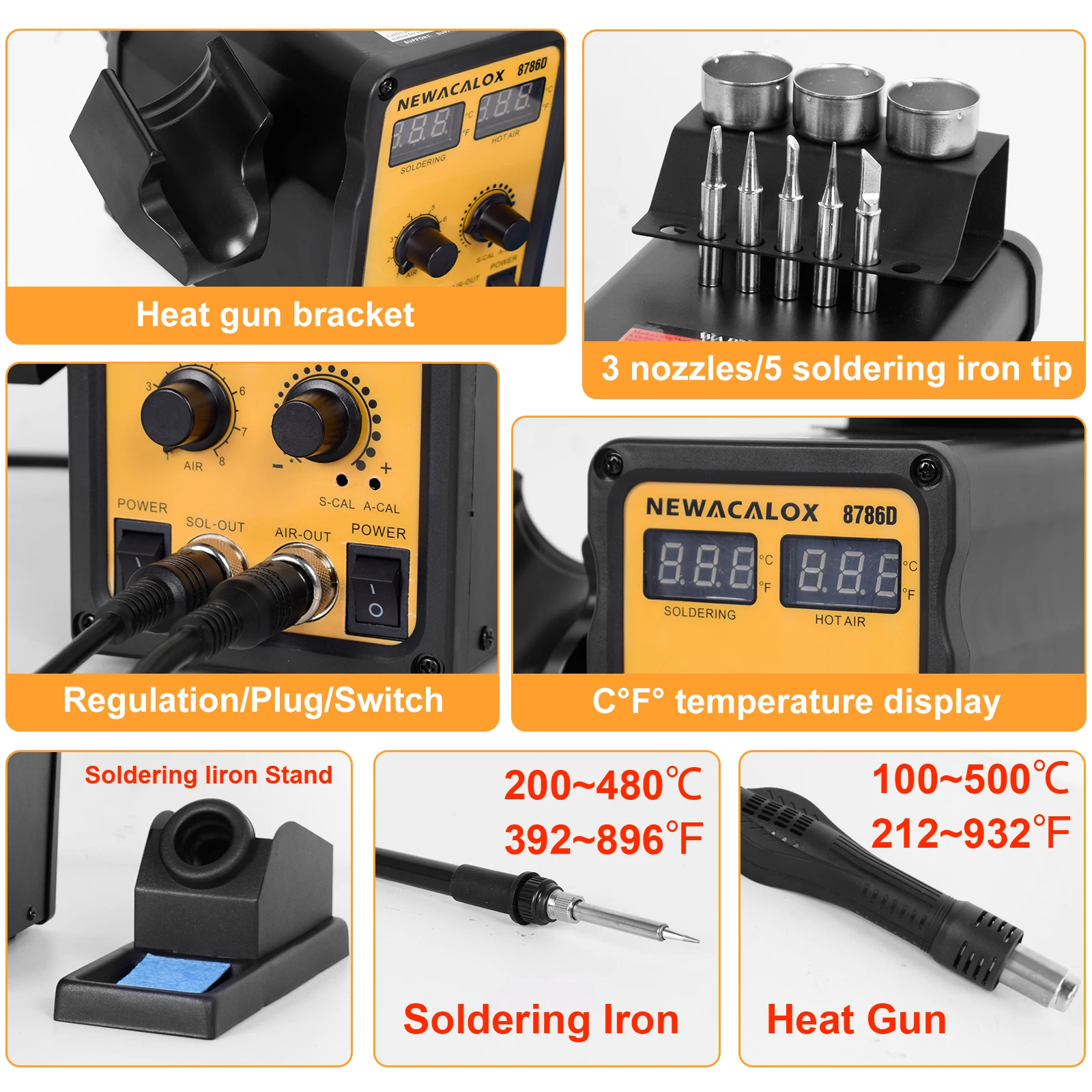 newacalox euus 2 in 1 soldering iron hot air rework station lcd digital soldering station for phone pcb ic smd bga welding set free global shipping
