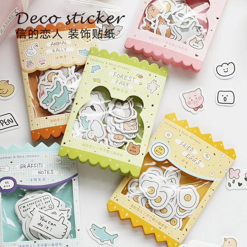 

45 Pcs Lovely Animals Girl Washi Stickers Scrapbook Sticker Album Decor Diy Diary Album Stick Label Scrapbooking Craft Sticker