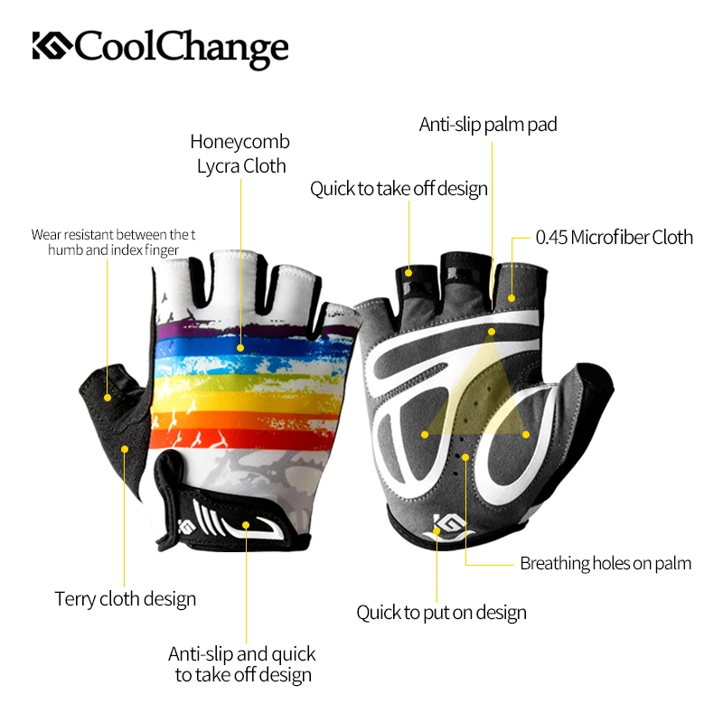 CoolChange летние дышащие детские велосипедные перчатки с полупальцами BMX MTB горный