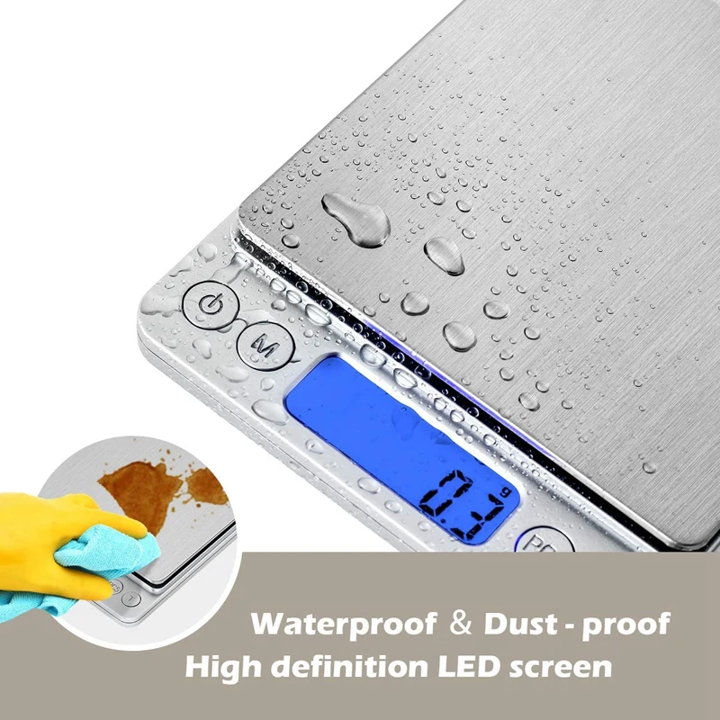 

Stainless Steel Digital Kitchen Scale, 3Kg/0.1G Mini Food Scale, Electronic Scale, USB Rechargeable Digital Scale