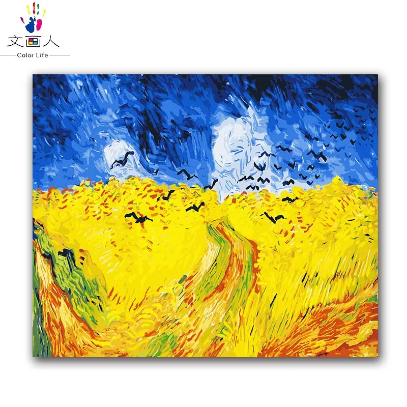 Рисование по номерам пшеничных полей ворона Ван Гога известная картина в