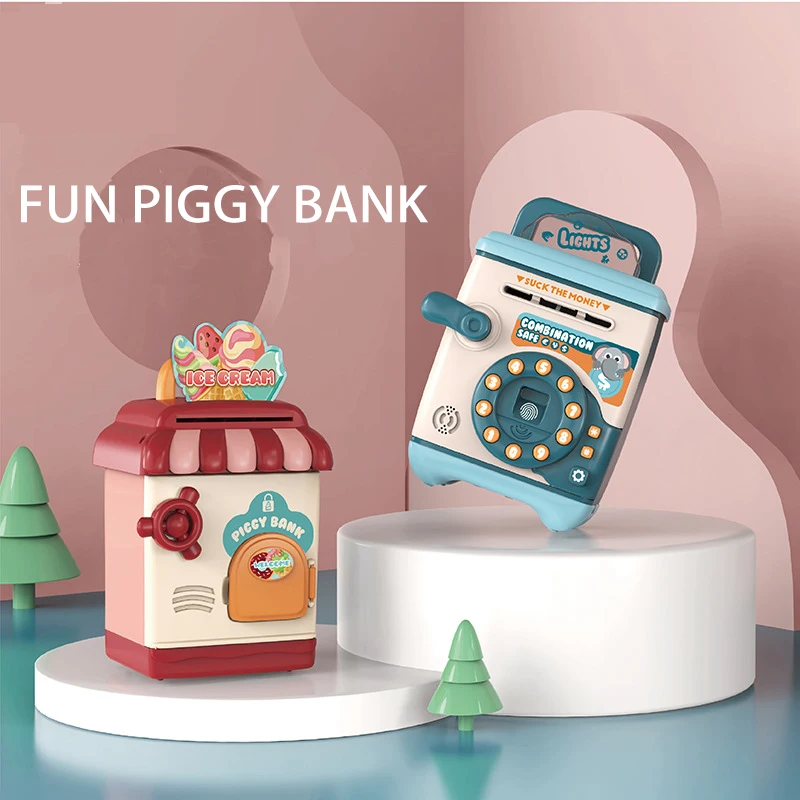 Electronic Piggy Bank ATM Password Money Box Cash Coins Saving Safe Auto Scroll Automatic Deposit Gift for Kids | Игрушки и хобби