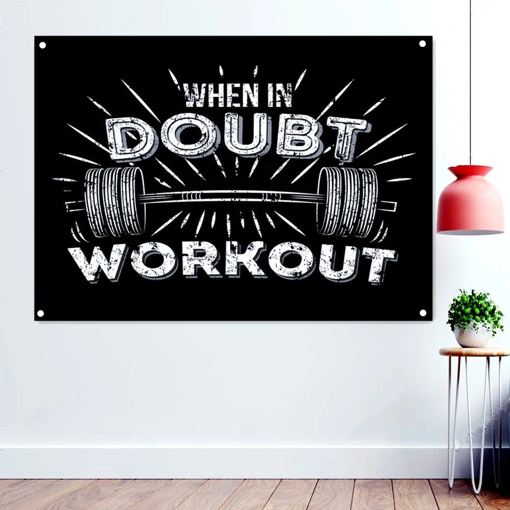 

"WHEN IN DOUBT WORKOUT" Gym Inspirational Quote Poster Wallpaper Hanging Paintings Yoga Fitness Sports Banner Flag Wall Art