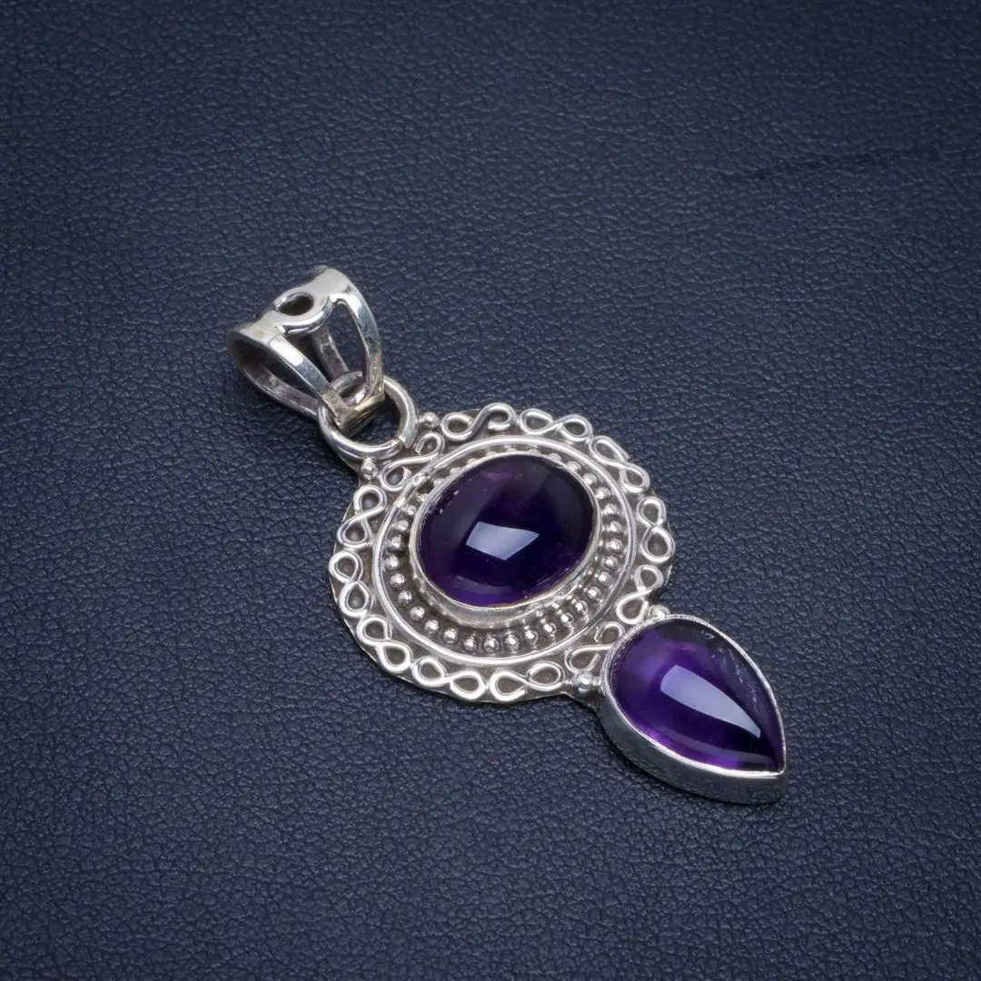 Натуральный Аметист ручной работы уникальный 925 пробы серебряный кулон 1 5