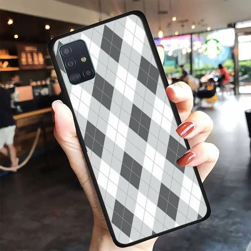 

argyle blue pattern Phone Case For Samsung A6 A7 A8 A10 A11 A20 A21 A30 A31 A40 A50 A70 A80 A91 Plus S E Cover
