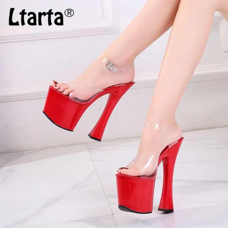 

LTARTA Glass Cooling Hook 20CM Shoes Woman Sandals Platform Sexy Women Sandals Fish Toe For Clubgirl Walk Show LFD