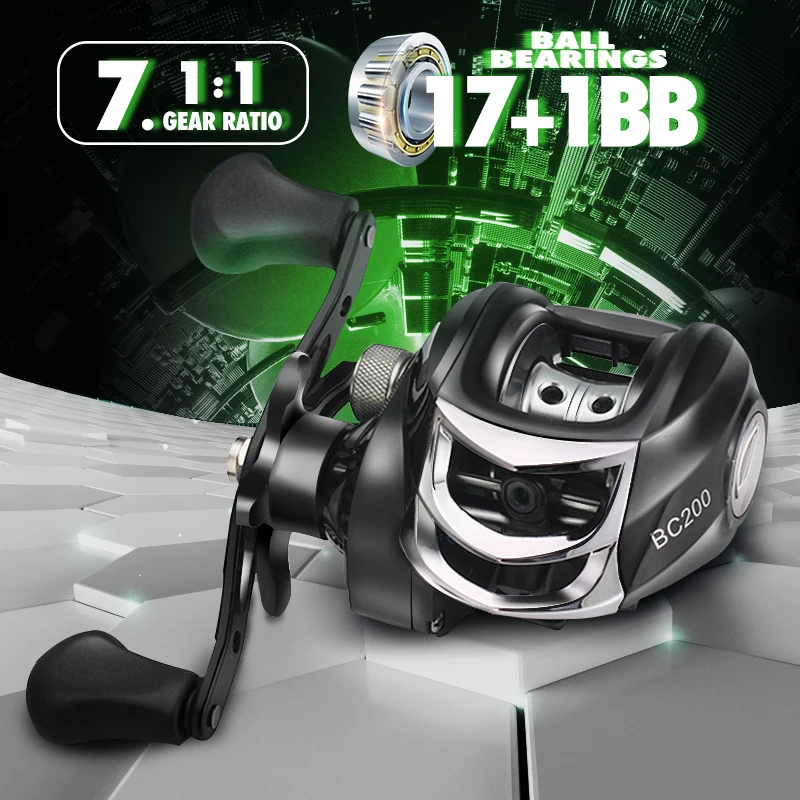 Baitcasting Fishing Reel Right/Left Hand 17+1BB 7.1:1 Bait Casting Anti Seawater Stainless Steel Bearing Pesca | Спорт и развлечения