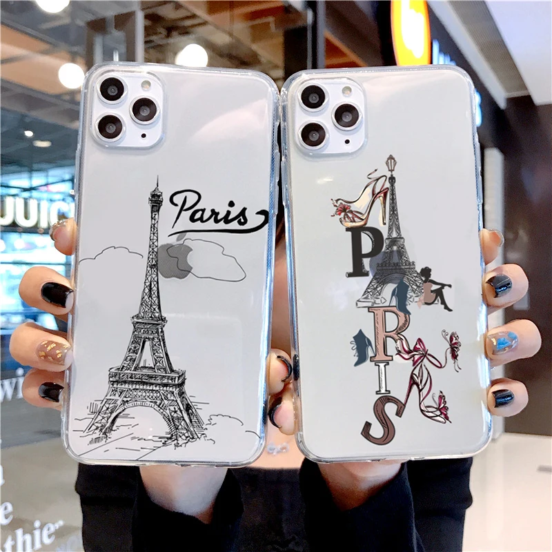 Чехол для iPhone 12 Pro Max Mini Eiffel мягкий чехол из ТПУ 11 7 8 Plus Xs Xr Paris Vogue girl Роскошный