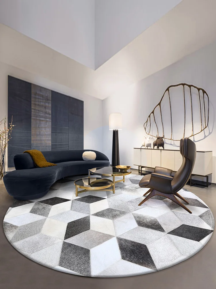 Американский Стиль роскошный серый теплые Прошитые круглая нашивка работы ковры