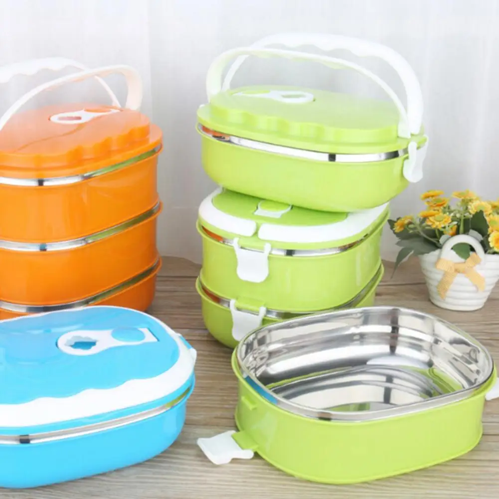 1/2 слой ПРЯМОУГОЛЬНОЙ нержавеющей стали тепловой Ланч бокс контейнер для