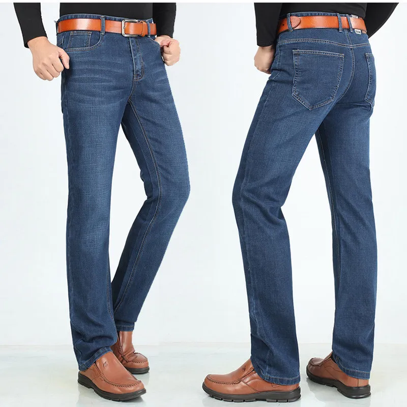 

120cm lengthen Jeans Mens Summer Thin Elastic Jeans Just for Tall 190cm-200cm,180cm-210cm Men Straight Extra Long Denim Trousers