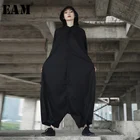 EAM 2019 весна мода новая личность Свободные Большой размеры одноцветное цвет Половина рукава комбинезон с круглым вырезом для женщин YA11601